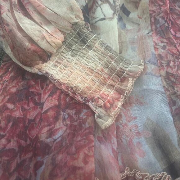 Beulah Style Floral Print Ruffle Tiered Long Sleeve Dress Size Large NWT - Picture 11 of 15